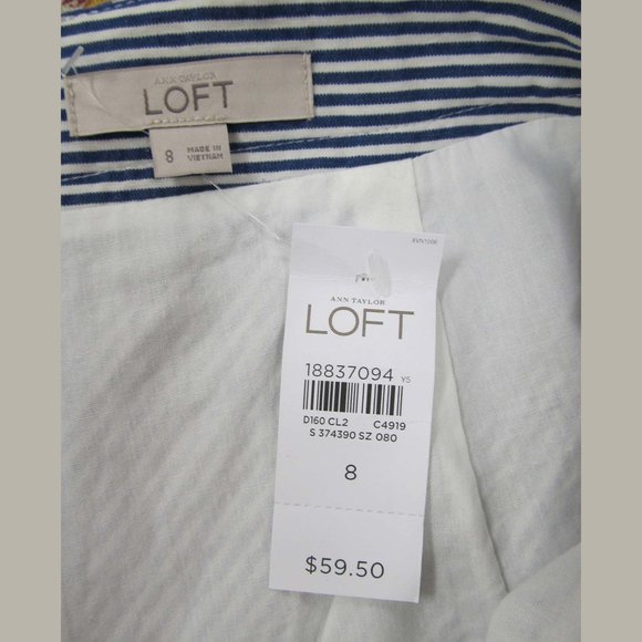 Ann Taylor LOFT A-line Blue Striped Skirt Size 8 - Picture 4 of 5